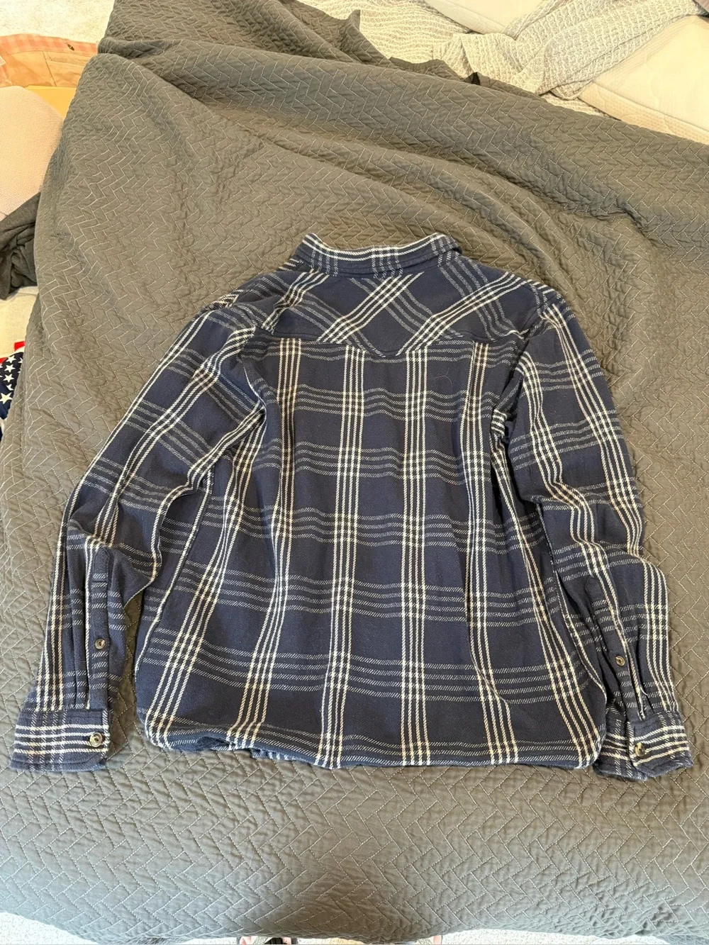 Men's North Face Navy Plaid Button-Up Jacket Shirt